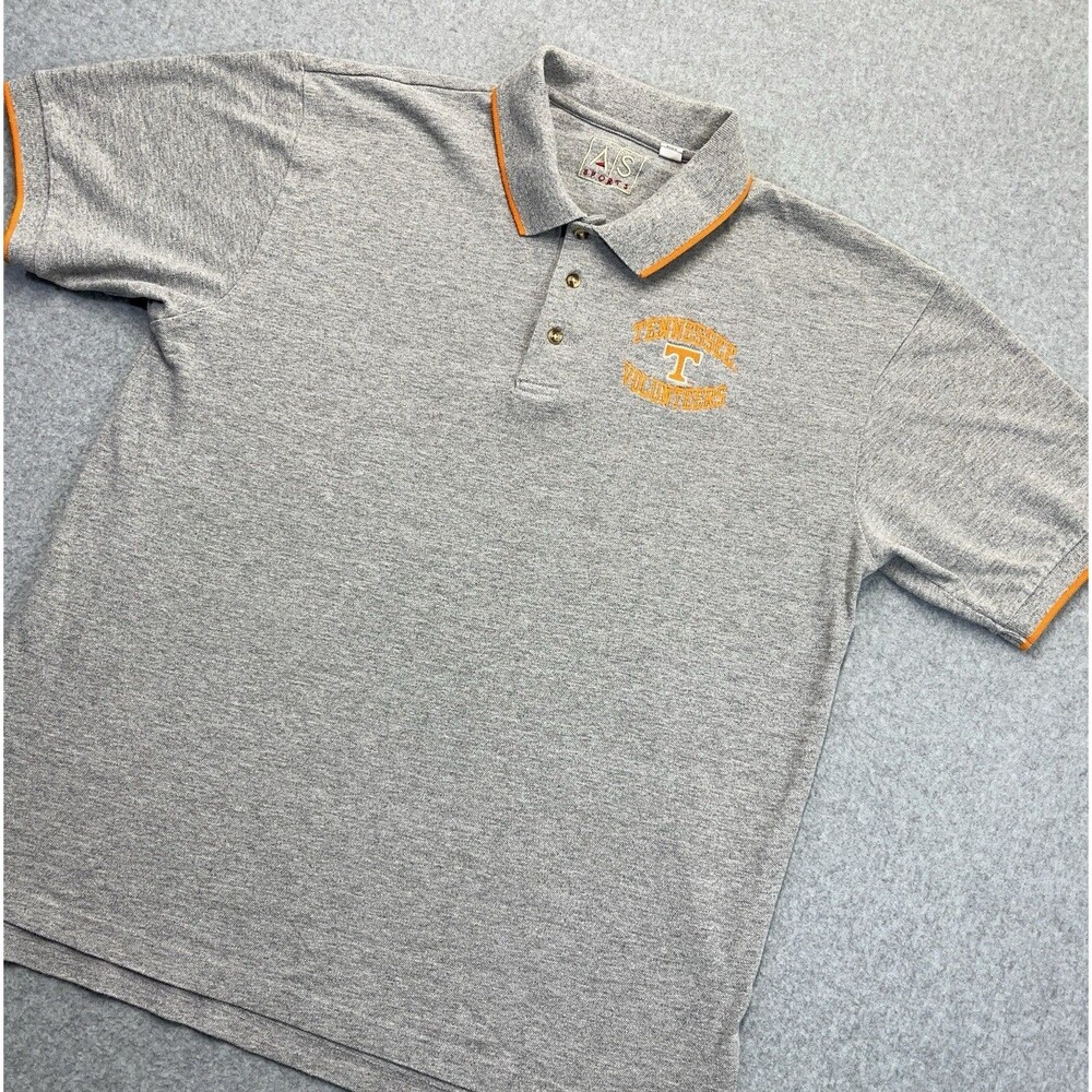 Tennessee Volunteers AS SPORTS Polo Mens XL X-Large Gray Orange VTG Y2K Golf